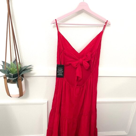 NWT WHBM White House Black Market Red Flamenco Chiffon Burnout Maxi Dress 12 - Picture 7 of 8